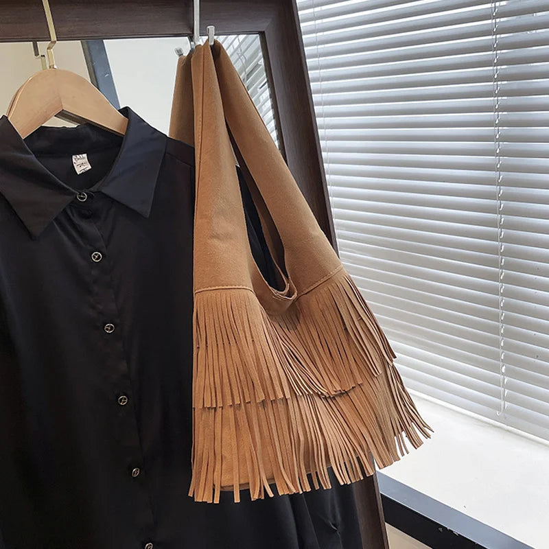 Suede Tassel High Quality Faux Shoulder Bags Fashion Large Capacity Sense of Luxury Popularity Women's Tote Bags Casual New