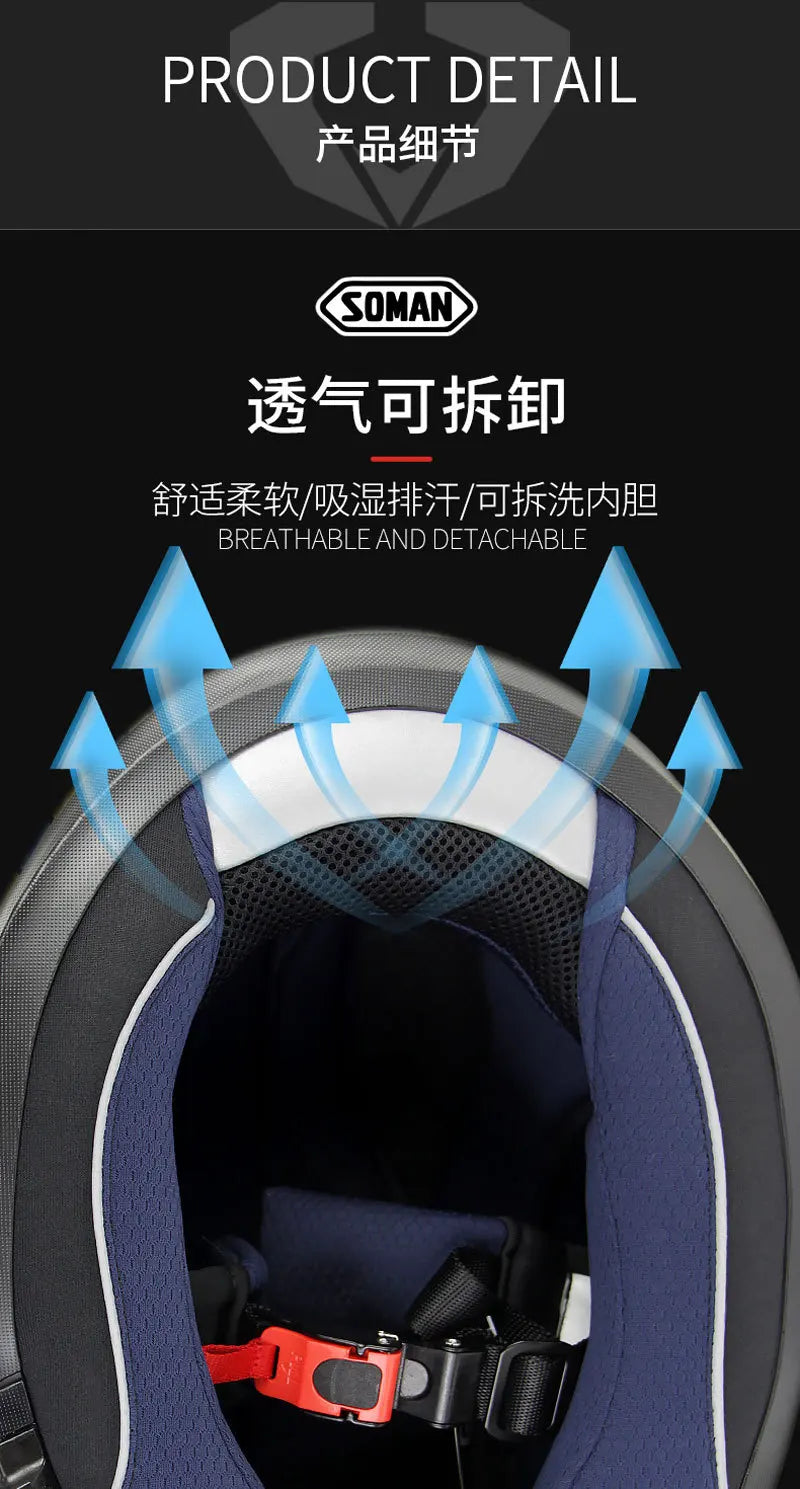 SOMAN ECE Motorcycle Helmet Adjustable Double Lenses Full Face Helmet Motocross Head Protection Anti-Fall Biker Motorbike Helmet