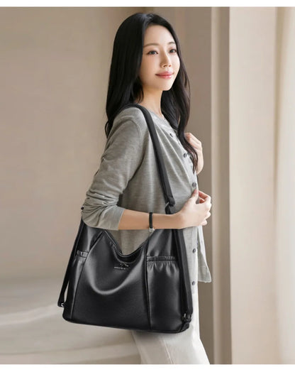 High Quality Soft Pu Leather Shoulder Bags for Women Women Bags Luxury Designer Multifunction Travel BackPack Commuter Handbags