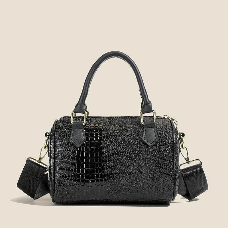 Small Handbag Women's Fashion Shoulder Crossbody Bag Solid Color Black
