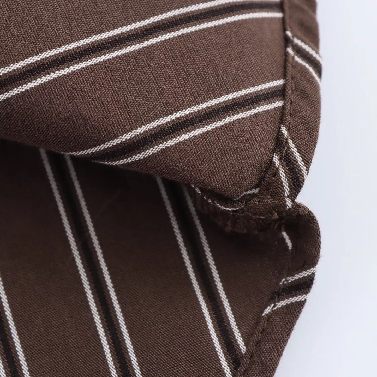 EDSA Women Brown Batwing Stripe Shirt Long Sleeves with Cuffs Patch Pockets Button-up Front for Office Lady Blouse