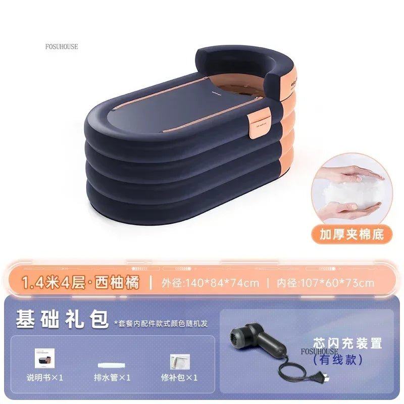 Large Capacity Inflatable Bathtub Portable Home Folding Spa Steam Sauna Bathing Bucket Hotel Space Capsule