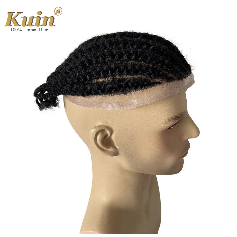Braiding Toupee For Men Cornrow Braid Full Lace Man WIg Human Hair Braids Male Hair Prosthesis Human Hair Replacement System