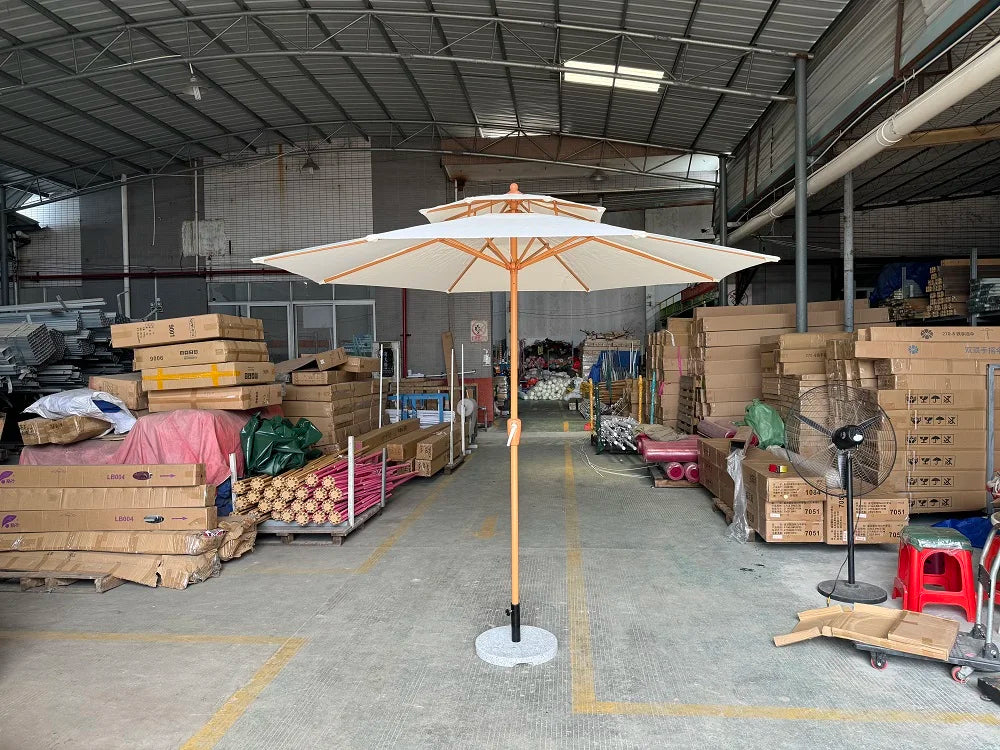Luxury Custom Wooden Patio Umbrella Aluminum Frame Backyard Garden Sunshade for Outdoor Beach Hotel & Park Use