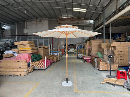 Luxury Custom Wooden Patio Umbrella Aluminum Frame Backyard Garden Sunshade for Outdoor Beach Hotel & Park Use