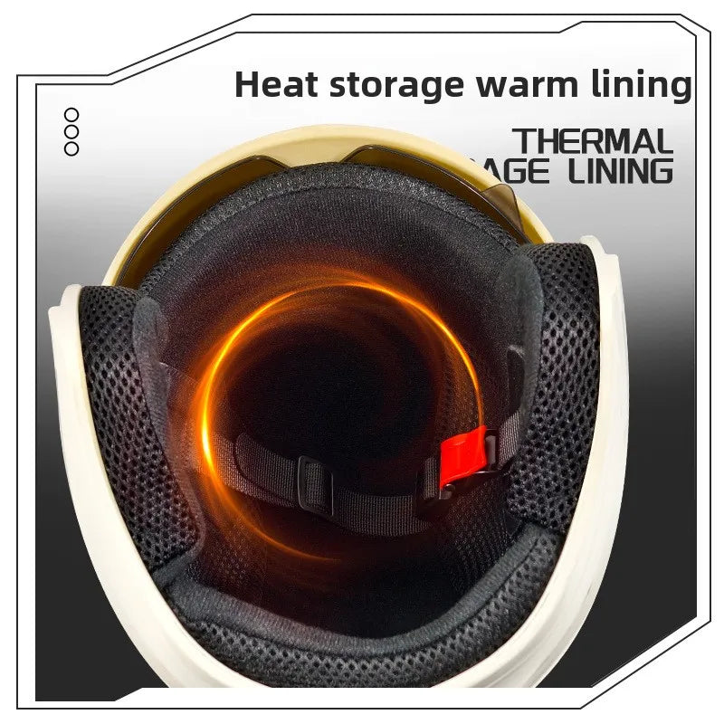 Uniform Size 58-62CM Helmet Motorcycle Winter Thermal Battery Car Female Winter Male Double Mirror Four Seasons Helmet