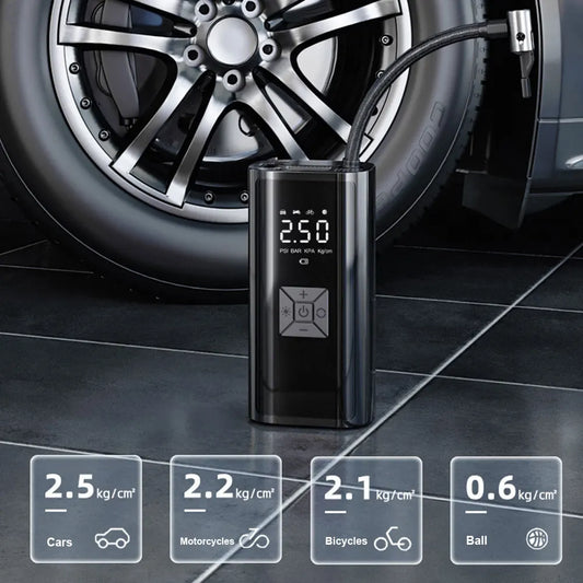 120W Rechargeable Car Air Pump Portable Car Automatic Compressor Tire Inflator for Motorcycle Bicycle Basketball Inflatable Mult