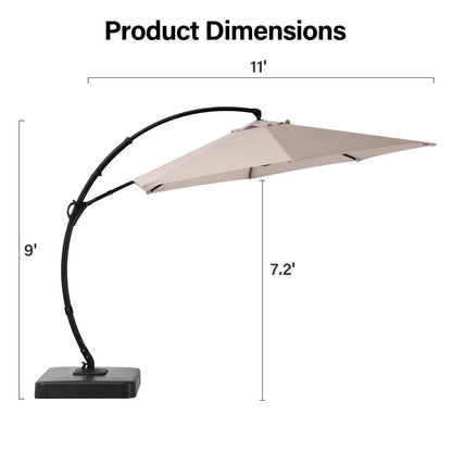 Outdoor Patio Umbrella, Curvy Cantilever Umbrella, Heavy Duty Offset Hanging Umbrella with 360° Rotation for, Customized