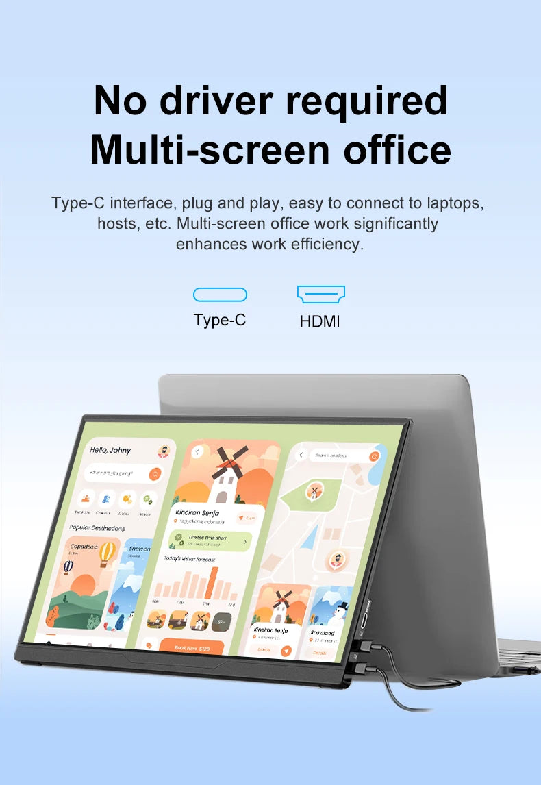 16inch Portable Monitor 2.5K/120HZ/100%sRGB  For Laptop XBox PS4 / 5 Switch Cell Phone Computer Extension Gaming  Travel Screen
