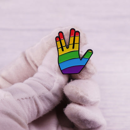 Rainbow Vulcan Salute Enamel Pin LGBTQIA+ Pride Brooch Star X Trek Badge Backpack Decoration Jewelry Accessories