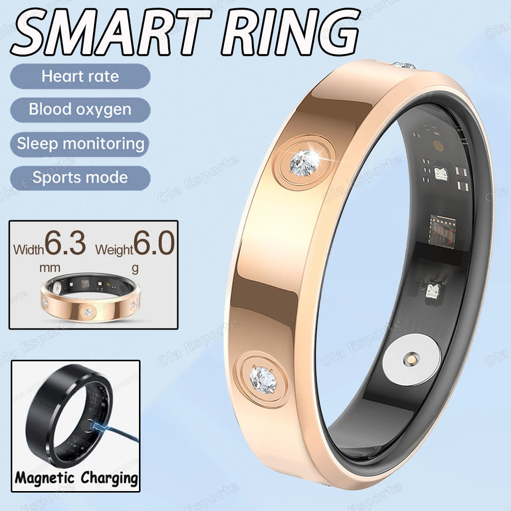 2026 Smart Ring Women Men Super narrow 6.3mm Heart Rate Health Stress measurement Monitor IP68 Waterproof Fashion Sports Rings