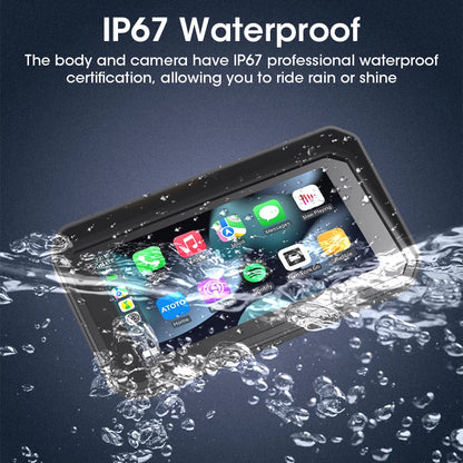JMCQ Portable 6.25 inch Motorcycle GPS Navigation IPX7 Waterproof Wireless CarPlay Android Auto Drive Recorder Support 4K DVR