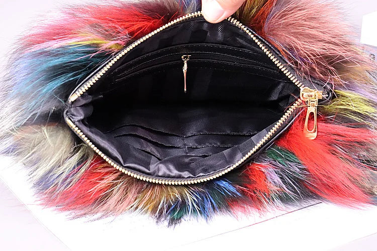 Fashion Fur Bag Autumn And Winter Real Fur Bags Fluffy Fox Fur Messenger Bags For Female Luxury Fur Handbag Warm Plush Handbag