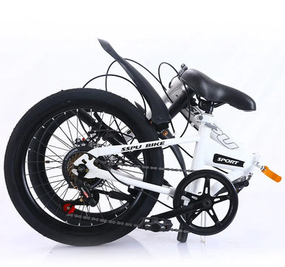 Folding Bike 20 Inch 7 Speed Disc Brake Portable Light Cycling Adult Kids Students Road Bicycle Men And Women Portable