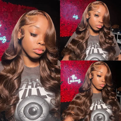 36 40 Inch Chocolate Brown 13x6 Human Hair Wigs Hd Lace Frontal Wig Colored Transparent Body Wave Brown Wig For Women 4x4 5x5