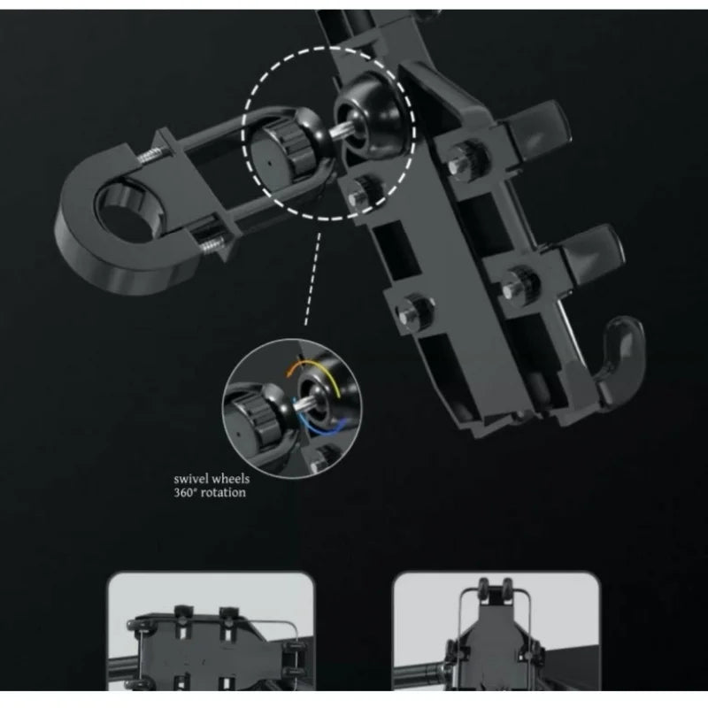 Motorcycle Phone Holder with 360° Rotation, Anti-Shake Motorcycle Phone Mount, Adjustable Handlebar Cellphone Holder for bikes