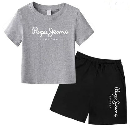 Kids Summer Fashion Casual Set - Boys Girls Toddler Clothes Charming Letter Print T-shirt with Short Sleeves And Shorts 3-12 Yea