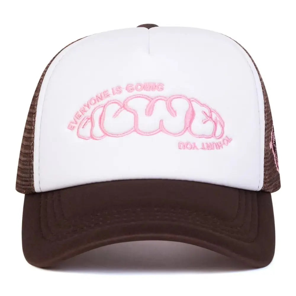 Sunscreen Cap EVERYONE IS GOING Baseball Cap Sunscreen Hat Adjustable Trucker Cap Breathable Casual Snapback Cap Hip Hop
