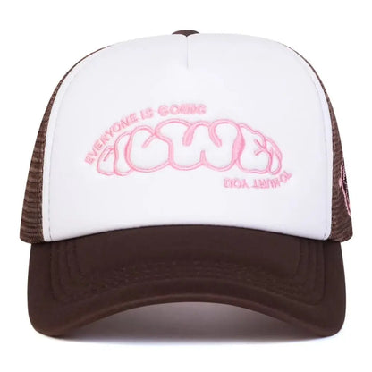 Sunscreen Cap EVERYONE IS GOING Baseball Cap Sunscreen Hat Adjustable Trucker Cap Breathable Casual Snapback Cap Hip Hop