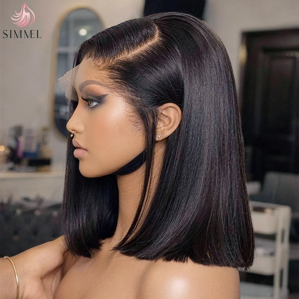 Bob Wig Human Hair 13X4 Lace Front Wigs 180% Density Straight Short Bob Frontal Wig L/T/4x4 Lace Wig Pre Plucked Natural Hair