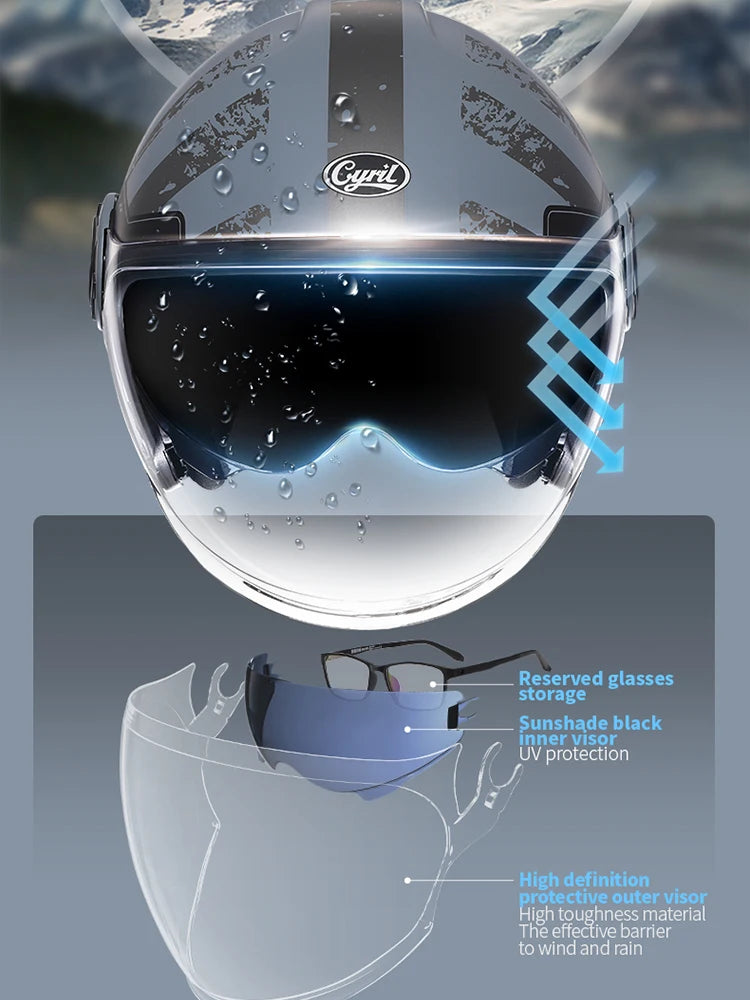 CYRIL Motorcycle Helmet Full Face Open Face Helmets 3/4 Men Women Modular Dual Visor Helmet For Motorcycle ECE DOT Approved