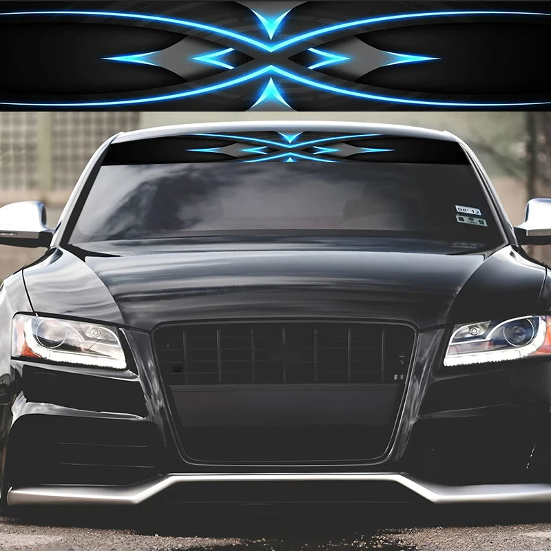 1-Piece Tech Blue Line Cross Pattern Car Stickers: 1-Piece Set - Waterproof, Scratch Resistant, Suitable for All Models - Auto
