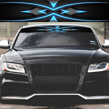 1-Piece Tech Blue Line Cross Pattern Car Stickers: 1-Piece Set - Waterproof, Scratch Resistant, Suitable for All Models - Auto