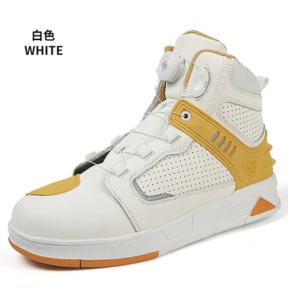Leather Motorcycle Men's Genuine Moto Protective Ankle Short Boots Motocross Breathable Anti Drop Riding Travel Racing Shoes