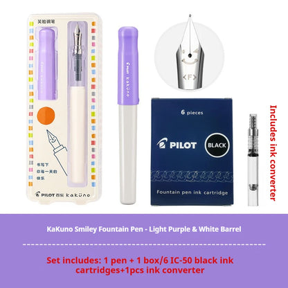 PILOT Kakuno Transparent Demo Student Fountain Pen,FKA-1SR Best for Practice,Calligraphy Available in EF/F/M Nibs Fun&Functional
