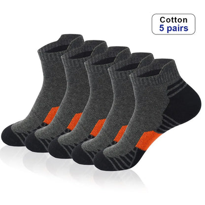 5 Pairs Men's Four Season Cotton Breathable Sports Socks Set Male Sport Ankle Socks Basketball Running Socks For Men