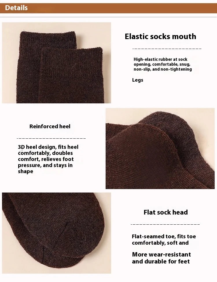 5 Pairs Winter Super Thicker Warm Socks Wool Women Socks New Solid Merino Wool Socks Against Cold Snow Men Terry Sock Size 36-42
