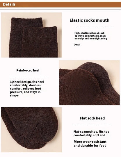 5 Pairs Winter Super Thicker Warm Socks Wool Women Socks New Solid Merino Wool Socks Against Cold Snow Men Terry Sock Size 36-42