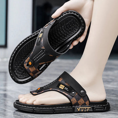 Men's high-quality beach shoes summer outdoor casual flip-flops sandals soft-sole non-slip comfort fashion dual-purpose slippers