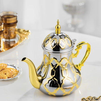 Moroccan Stainless Steel Teapot Gold Arabic Pot Moroccan Inox Teapot Middle East