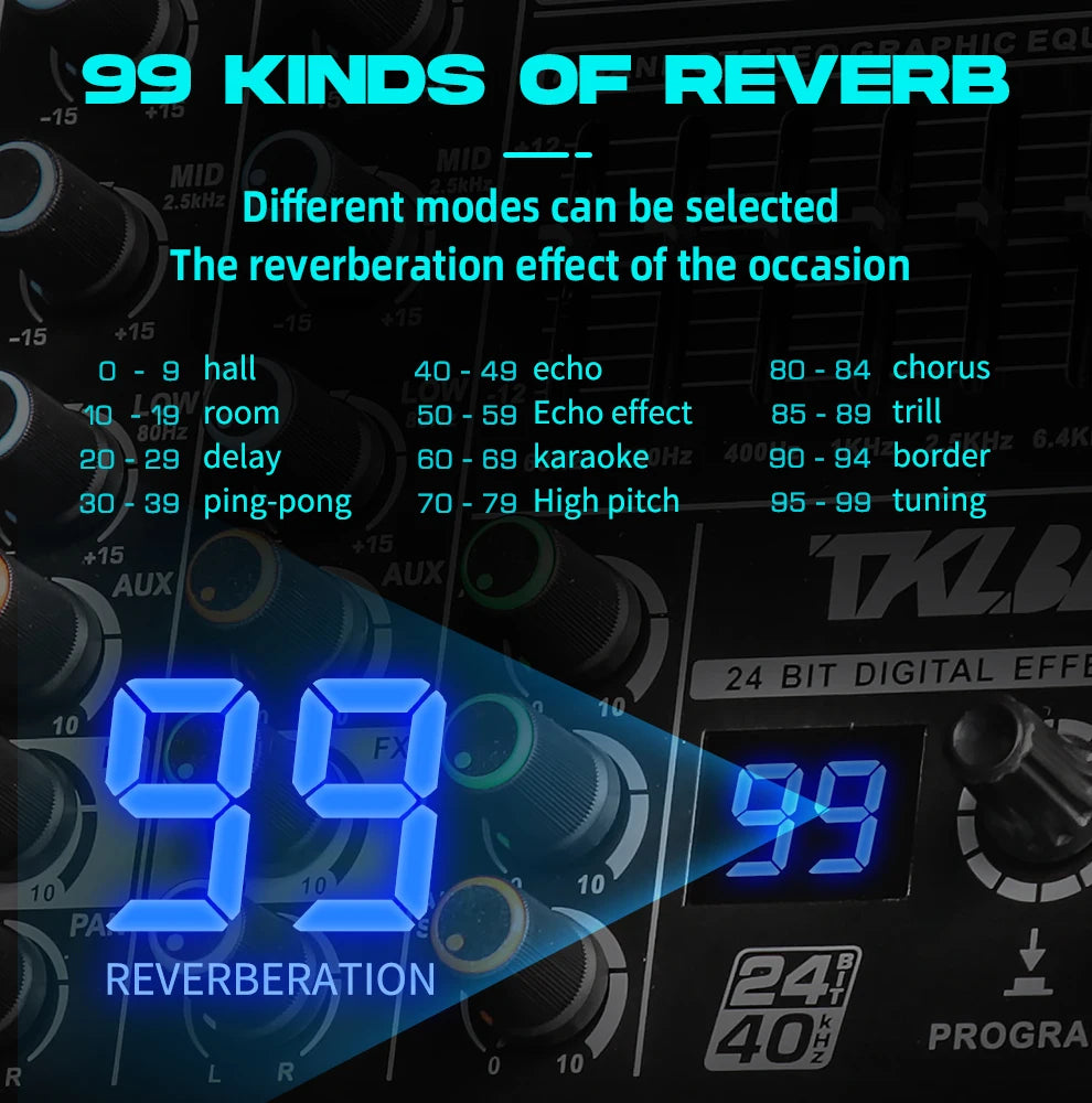 TKLBLS L12 mixer Professional 12 channel USB DJ PC 99 DSP effect  Bluetooth 48V party performance
