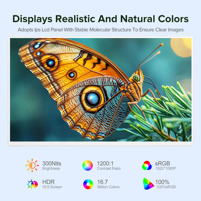 UPERFECT 15.6inch 60Hz 1920*1080 Portable Monitor 60Hz Back Stand For Laptop XBox PS4 / 5 Switch TV Box Cell Phone PC Mac iPhone
