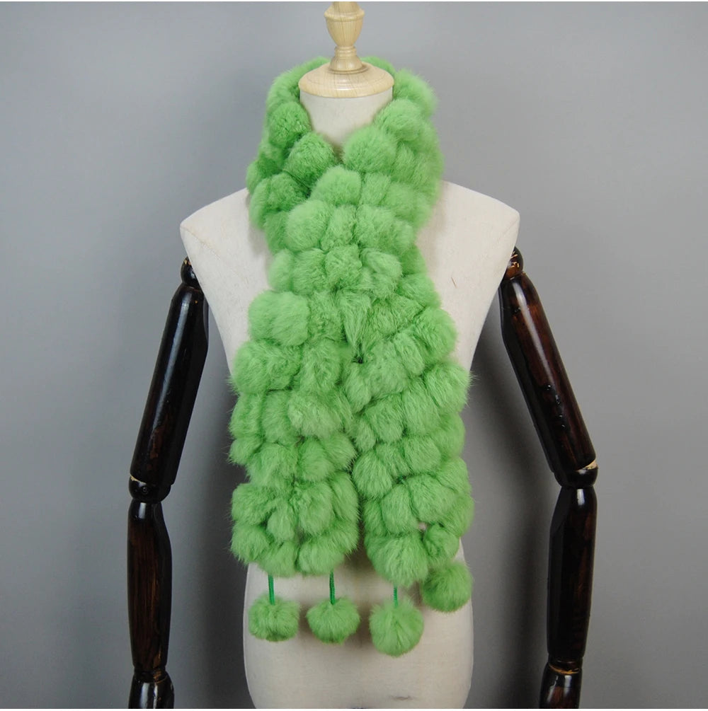 Women Winter Warm Real Rabbit Fur Scarf Hot Sale Natural Rabbit Fur Muffler 2025 Lady 100% Genuine Fur Scarves Wholesale Retail