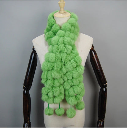 Women Winter Warm Real Rabbit Fur Scarf Hot Sale Natural Rabbit Fur Muffler 2025 Lady 100% Genuine Fur Scarves Wholesale Retail