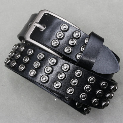 Heavy Metal Punk Belt Genuine Leather Hip Hop Belts For Men Cross Rivet Jeans belt male Strap Ceinture Homme designer belt