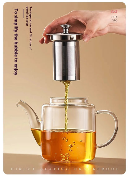 GIANXI Tea Teapot Household Large Capacity Glass Tea Maker Tea Separation Thickened High Temperature Tea Set Single Pot