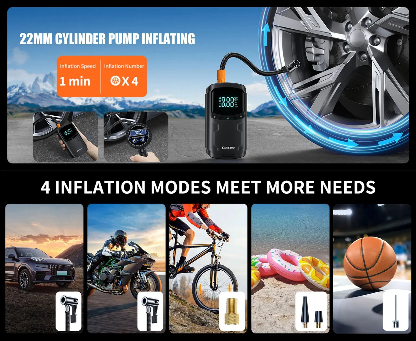 Car Jump Starter with Air Compressor Peak 5000A Auto Battery Booster 150PSI Air Pump Portable Power Bank Tire Inflator Lighting