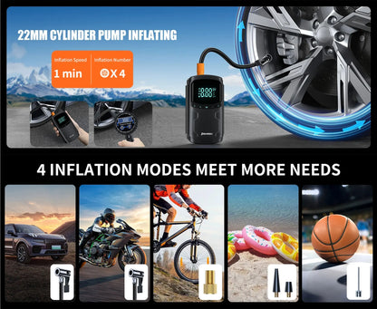 Car Jump Starter with Air Compressor Peak 5000A Auto Battery Booster 150PSI Air Pump Portable Power Bank Tire Inflator Lighting