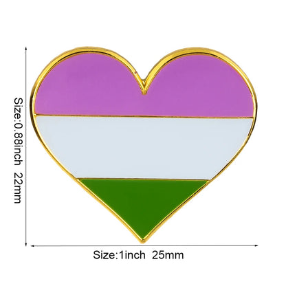 10pcs a lot Rainbow Pride Heart Shaped  Badge Symbol Pin Metal Badges Decorative Brooch Pins for Clothes Brooch Jewelry
