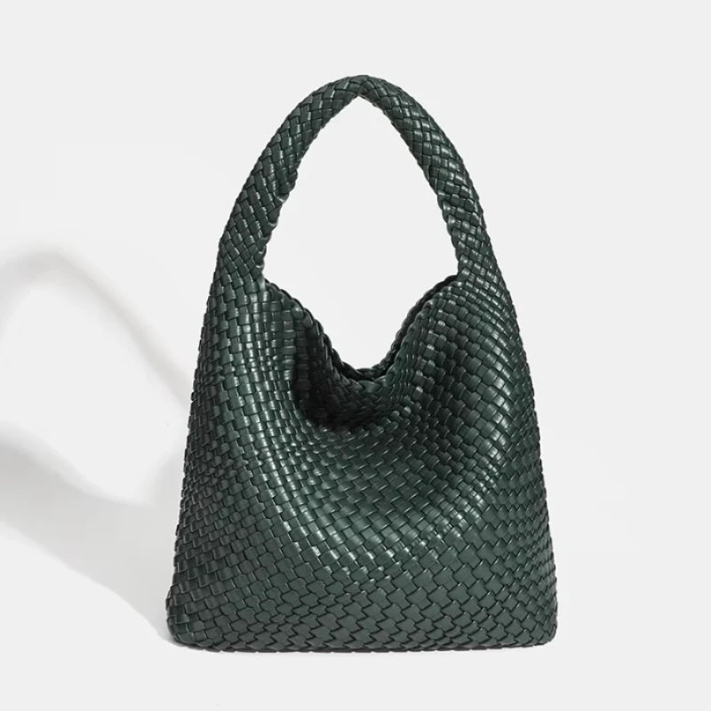 Women's Fashionable Woven PU Leather Tote Bag Shoulder Handbag Top-Handle Bag with Purse - Stylish Woven Bag Purses