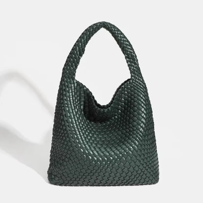 Women's Fashionable Woven PU Leather Tote Bag Shoulder Handbag Top-Handle Bag with Purse - Stylish Woven Bag Purses
