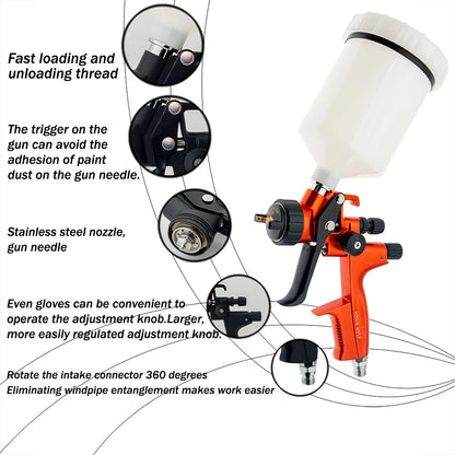 High Quality 4000B HVLP Spray Gun 1.3mm Stainless Steel Nozzle Atomization Professional Sprayer Paint Airbrush For Car Painting