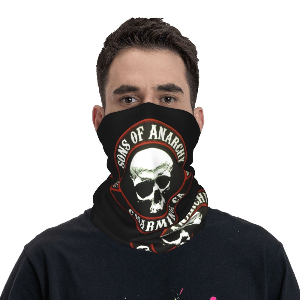 Custom 1 Percenter Essential Sons Bandana Neck Gaiter for Ski Camping Men Women Wrap Scarf TV Show Anarchy Headband Warmer