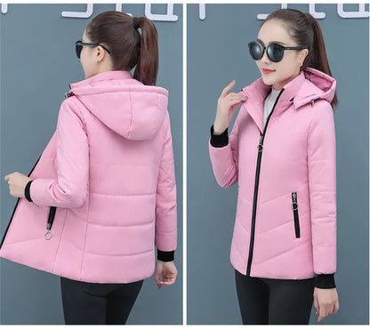 2025 New Women Add Velvet Cotton Jacket Female Winter Fleece Warm Hood Fashion Coat Ladies Down Padded Jackets M- 5XL Coat