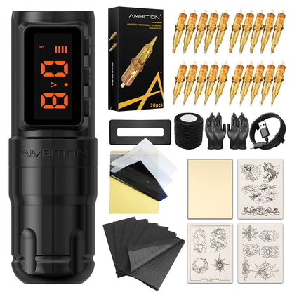 Ambition Bolt-X Kit Tattoo Machine Pen Set Wireless Power Supply Battery 1600mAh 10Hours Permanent Makeup Coreless Tattoo Gun