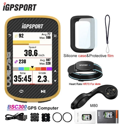 iGPSPORT BSC300 BSC 300 Yellow Computer ANT+ Wireless Bike Speedometer Bluetooth GPS route navigation notification Odometer